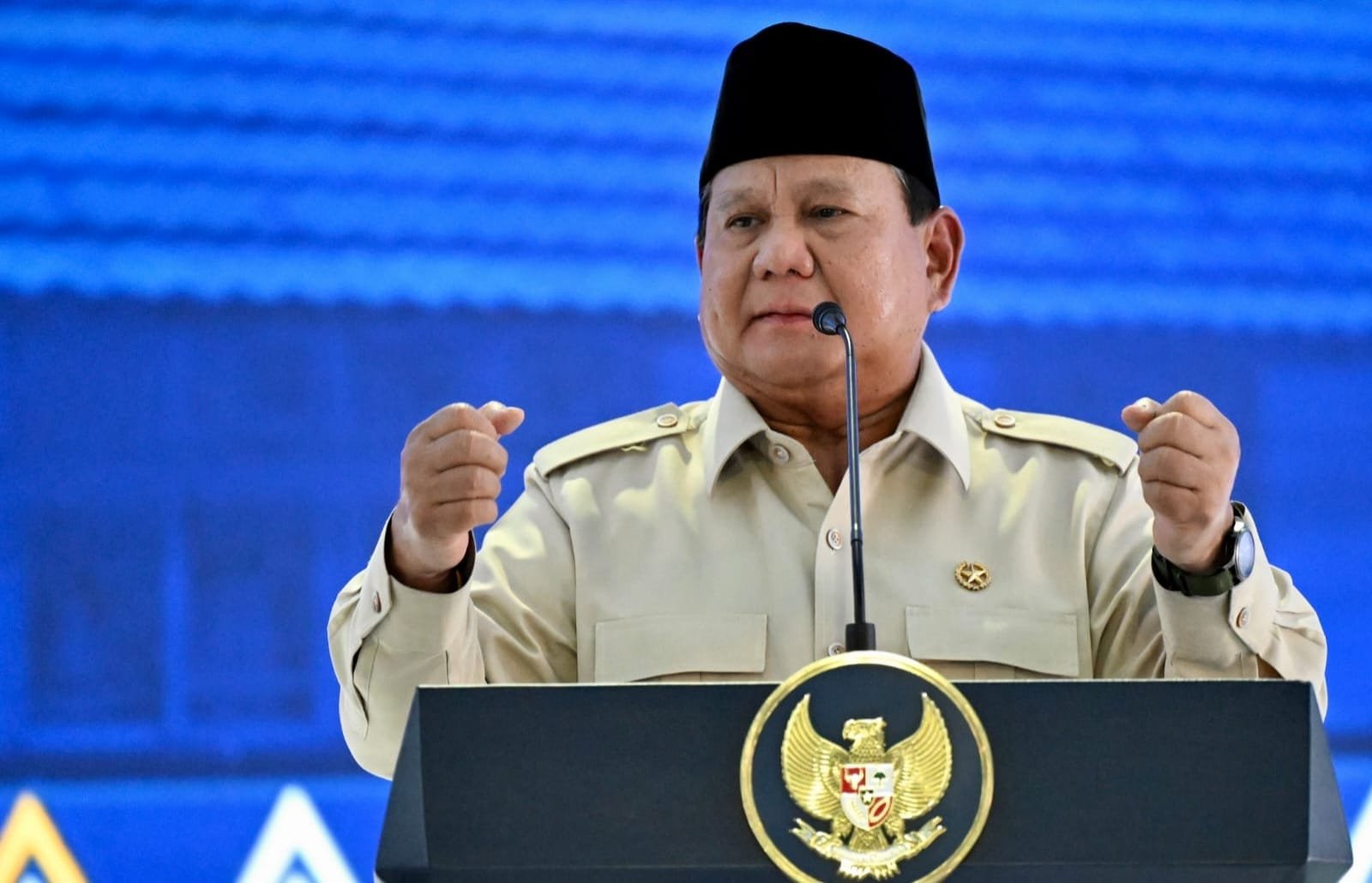 Presiden Prabowo saat memberikan sambutan pada peresmian Kilang Minyak Refinery Development Master Plan (RDMP) Balikpapan
